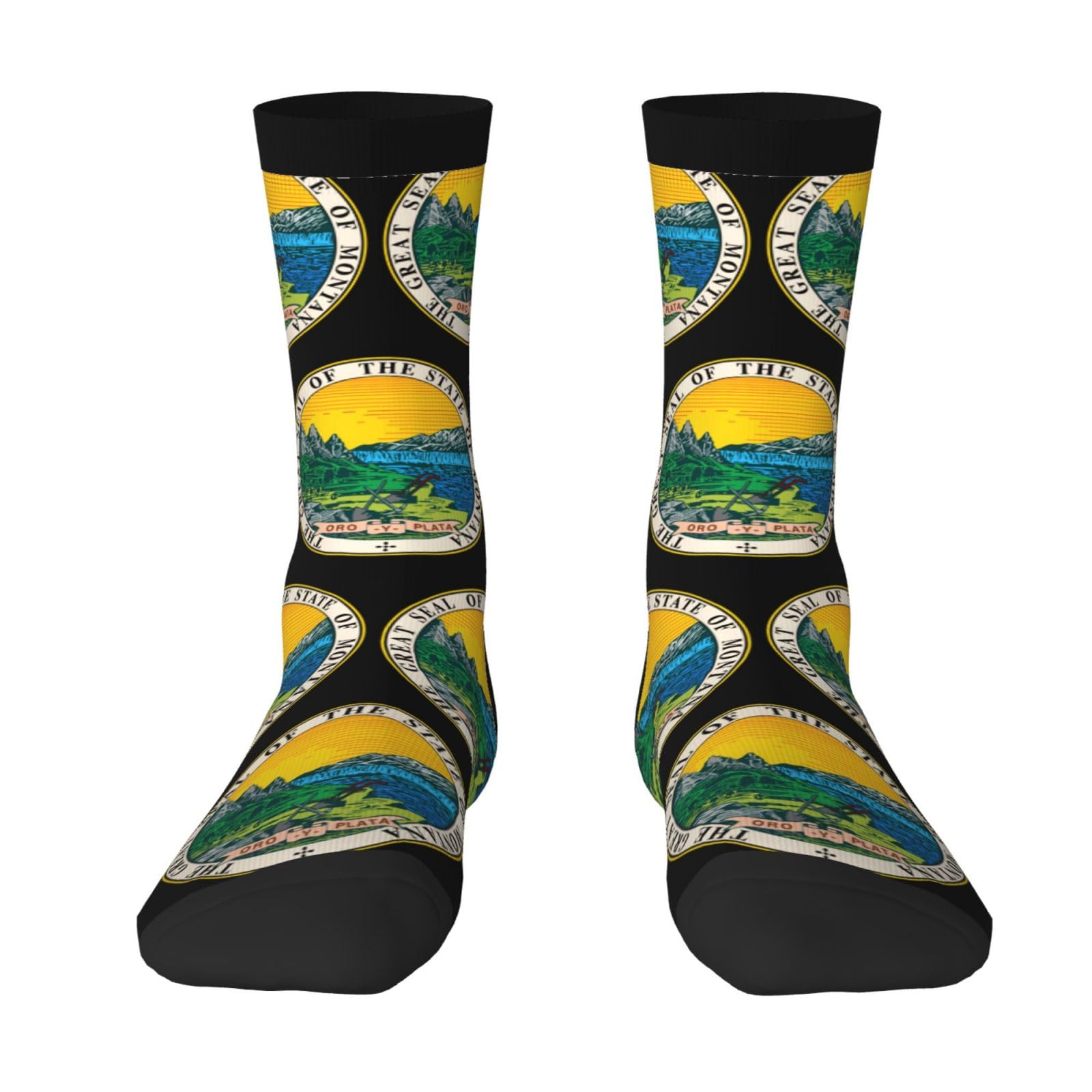 SIYTUAU Great Seal of Montana Socks For Women Men Cushion Athletic Crew Socks Casual Wicking Socks