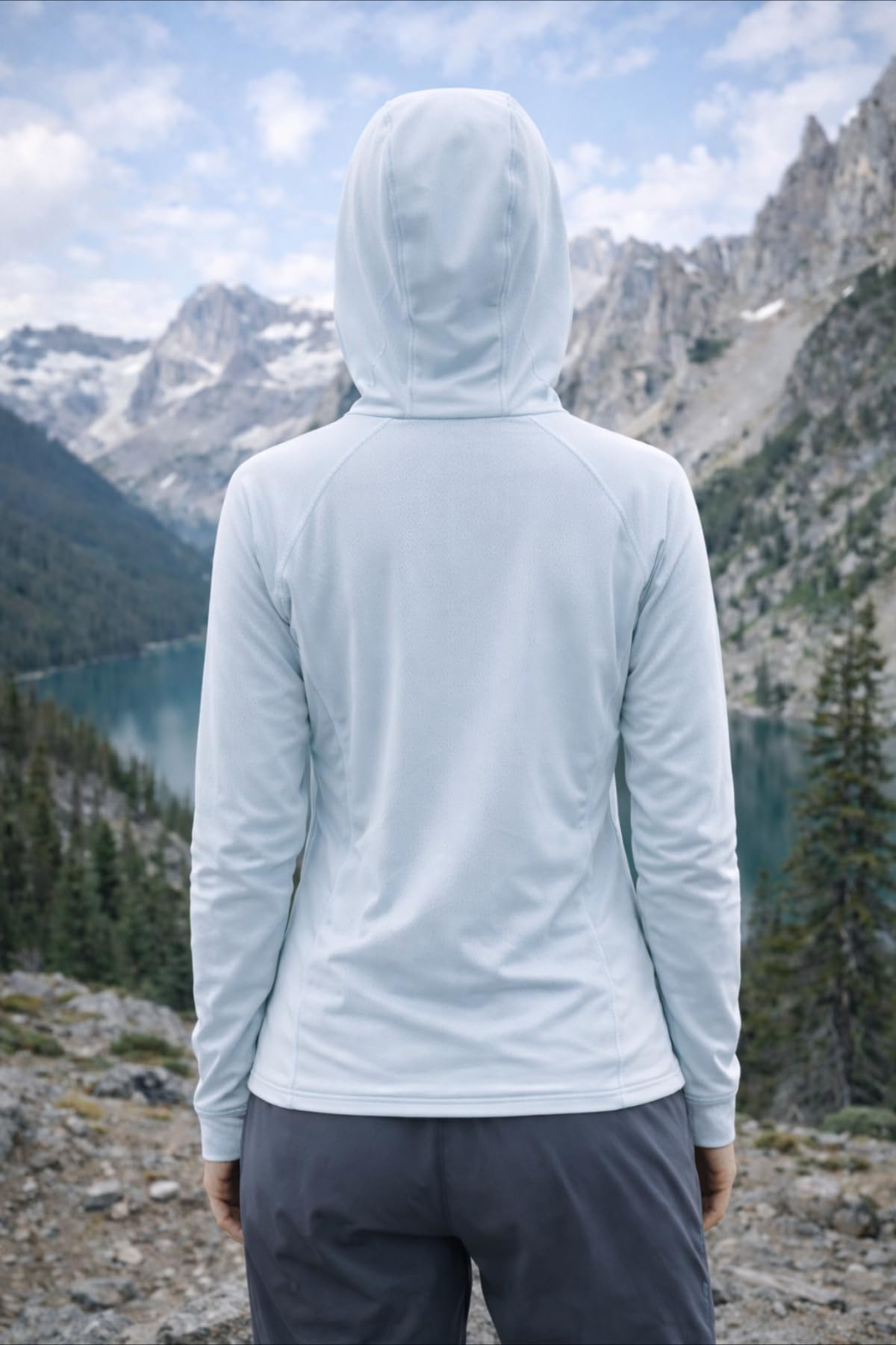 Chaqueta de protección solar con capucha para mujer, de ala ancha, máscara facial refrescante, para pesca atlética, chaqueta de rendimiento al aire libre — view 5