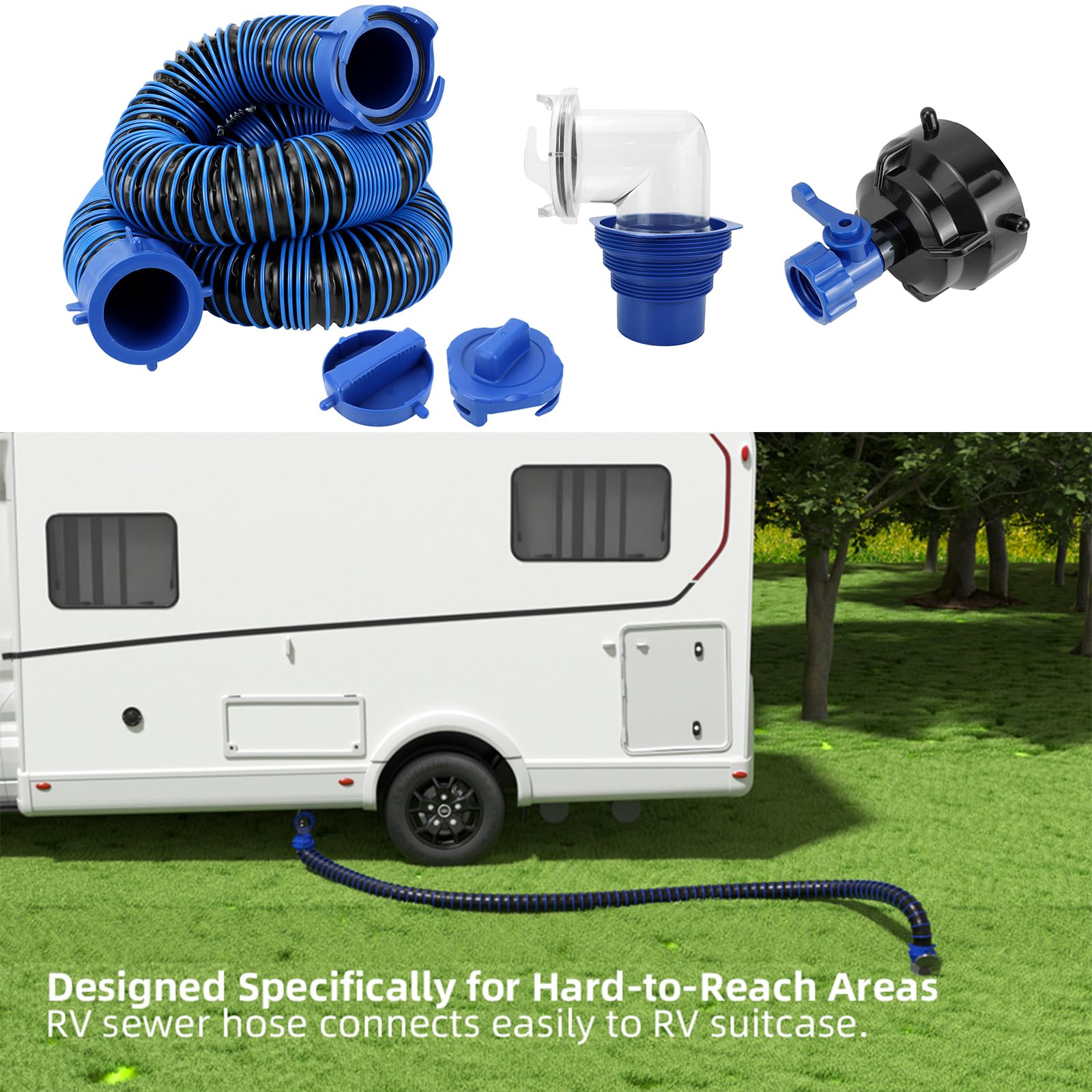 Tubo di scarico dell'acqua universale per camper grigio, lungo 3 m, tubo di scarico rinforzato per drenaggio camper