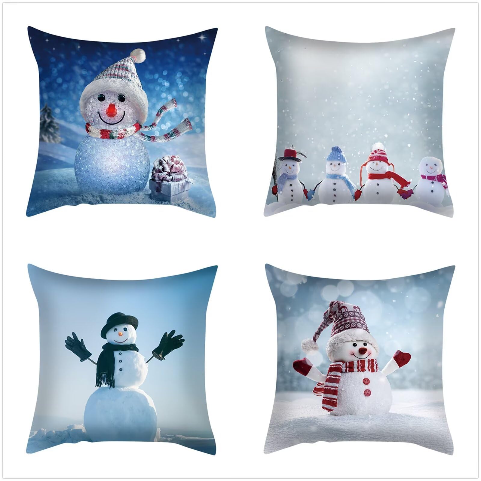 Coussin Noël décoration canapé lot de 4 housses 50x50 cm en lin
