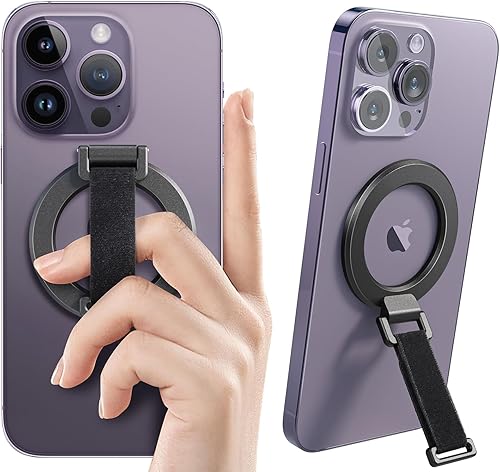 SUPERONE Soporte para teléfono MagSafe con correa para el dedo, soporte de anillo magnético extraíble con lazo para el dedo de pie, accesorios