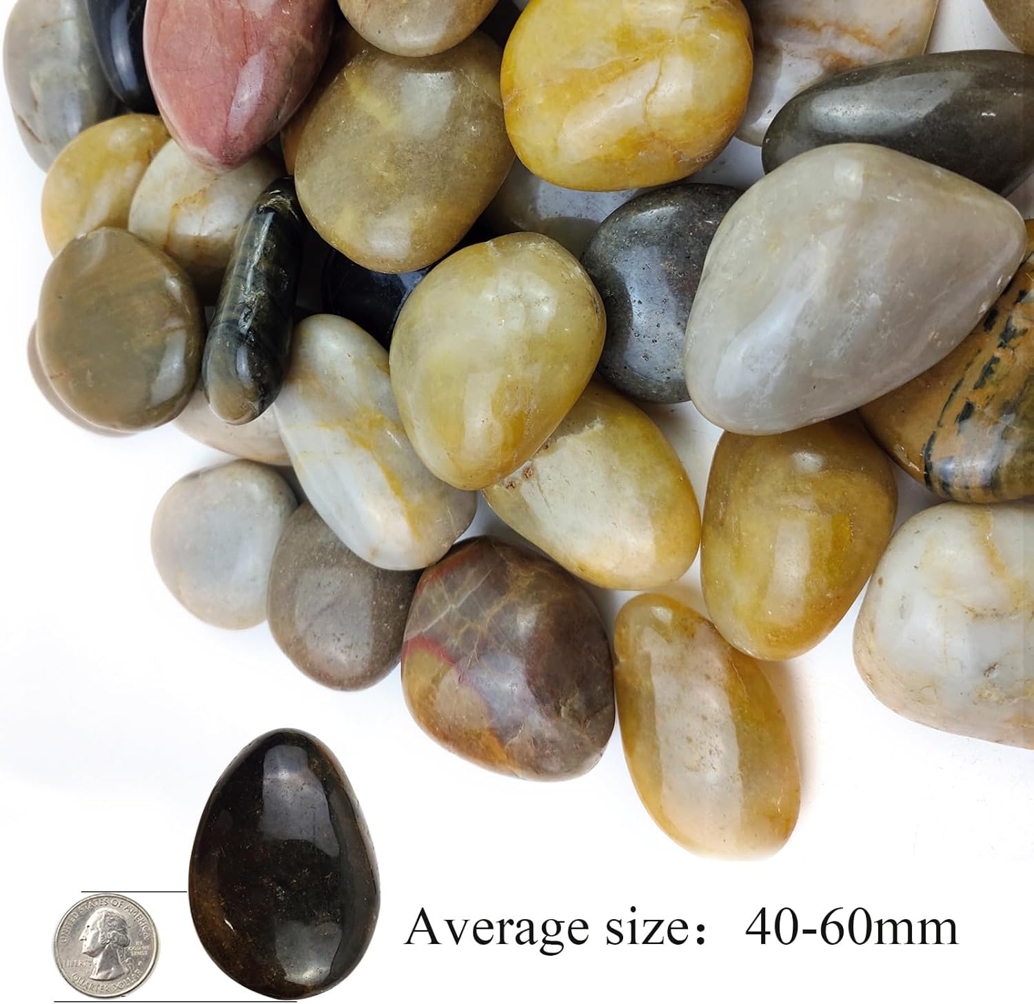 10LB Mixed Color River Rocks - 2-3 inch High Polished Decorative Pebbles, Stones for Landscaping, Natural River Rocks for Outdoor Décor, Plants,Vase Filler,Fish Tank
