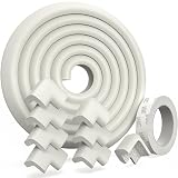 HOMYBABY® 8 Protectores Esquinas Bebés + 6 Metros Blanco Roto - Protege/Cubre Esquinas - Protector Mesas - Esquinas Muebles - Seguridad Hogar