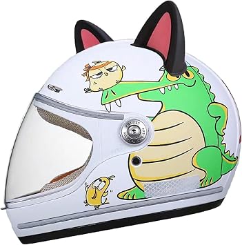Kids Full Face Helmet with Cat Ears DOT Approved Toddler Motorcycle Helmet Child Boys Girls Skateboard Scooter Bicycle Racing Go-Kart Dirt-Bike Moped ATV Helmet for 2-14 Years Old