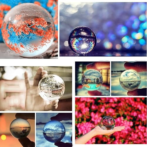 Miniatura 2 de Yosoo Bola curativa de cristal mágico asiático rara decoración de arte esfera orbe 1.575 in con base de soporte (transparente)