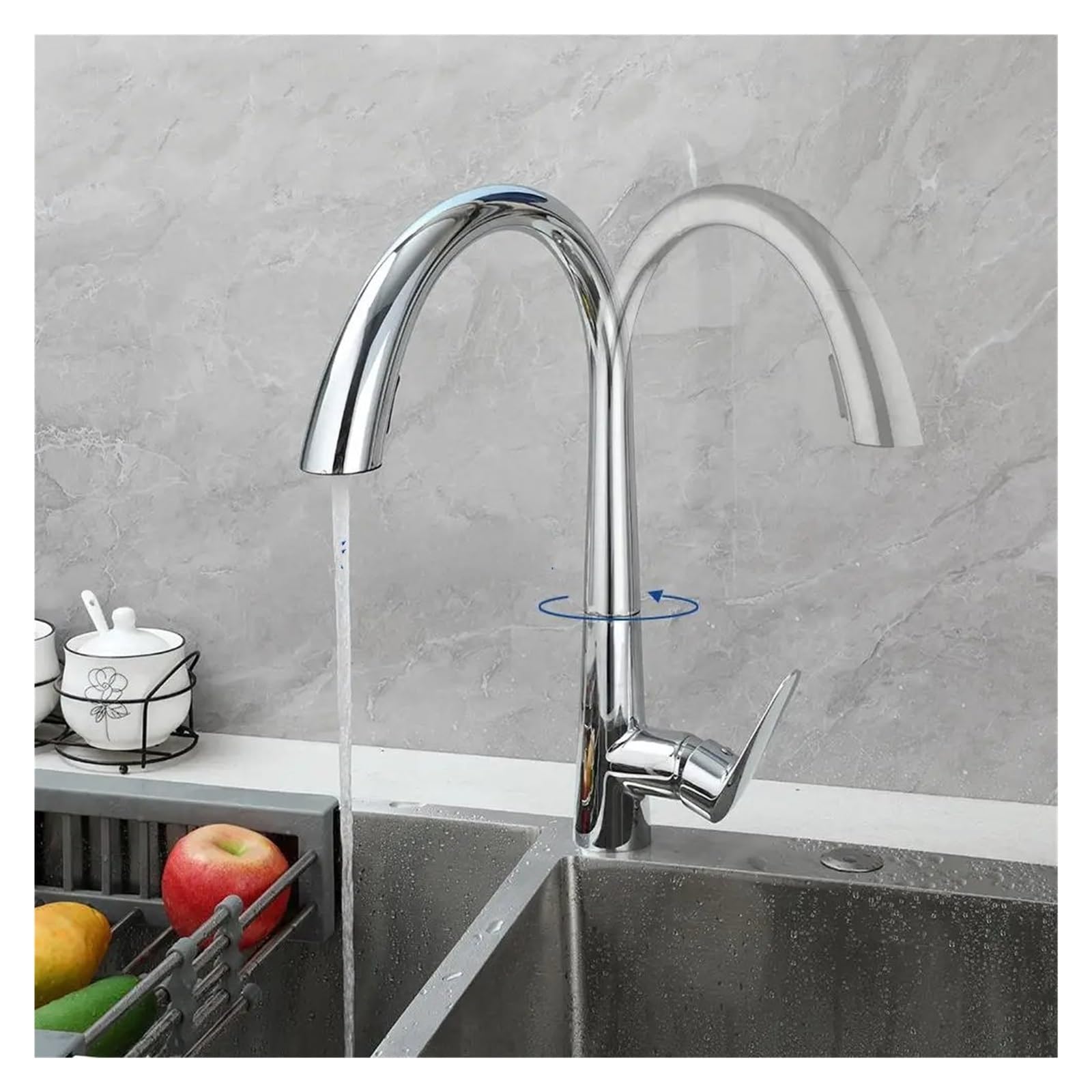 MXXQRHF Kitchen Faucet Pull Out Sprayer Polished Chrome Single Handle High Arc Kitchen Sink Faucets with 2 Function Mixer Tap,Single,Lever monobloc Kitchen Mixer