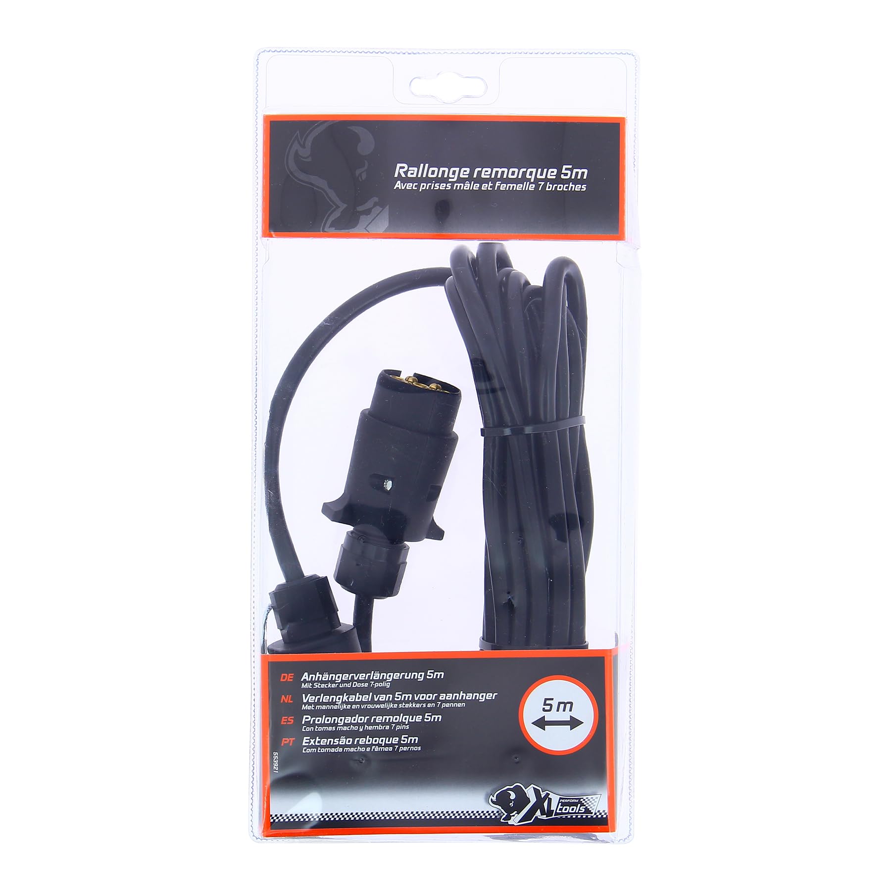 XL Perform Tool XL 553921 Rallonge Faisceau Remorque 5m, 7 Broches