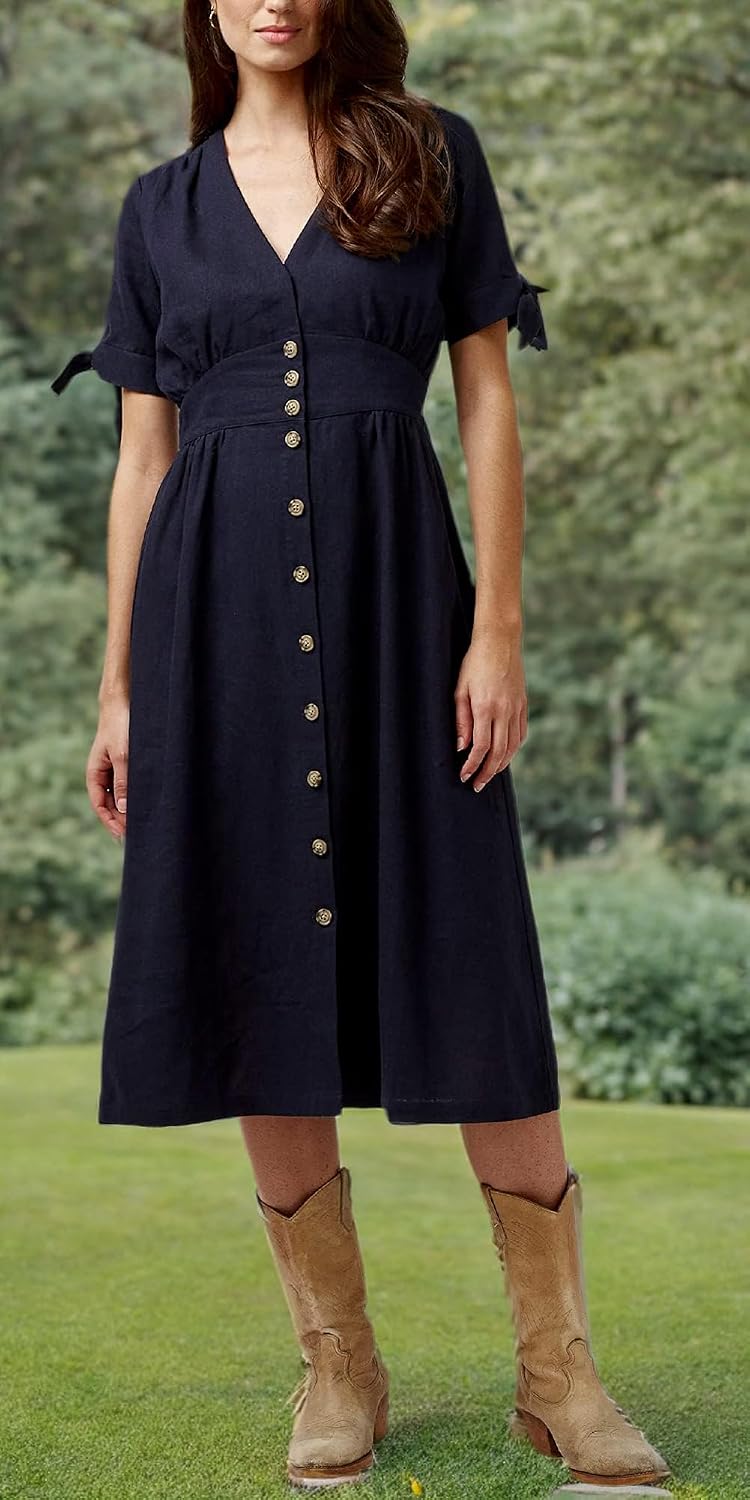 Buffalo David Bitton Women's Mariposa V Neck Button Front Dress 2