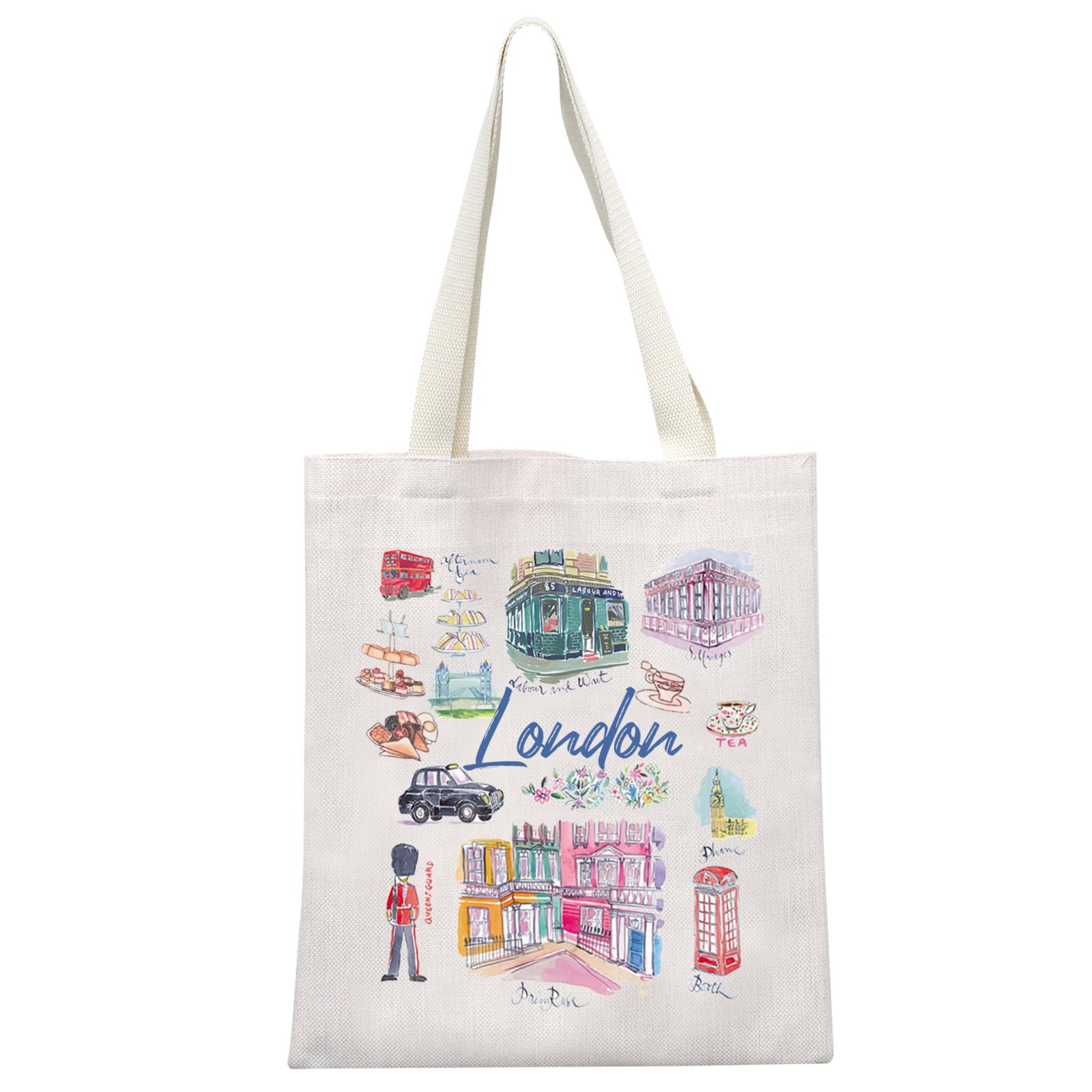 MYSOMY London Travel Tote Bag London Shopping Bag London Travel Toiletry Bag London Themed Gift London Travel Souvenir Gift