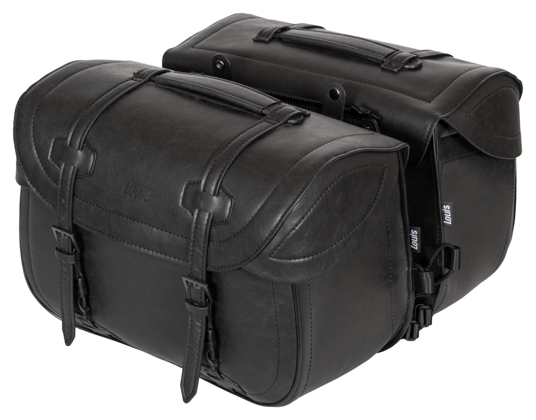Borse Bisacce Laterali Sella Moto Custom Similpelle 27 Litri - UNIVERSALI - Impermeabili, Montaggio, Cinghie Incluse - moto Custom, Dyna, Softail, Drag Star, Sportster 883 Iron Nightster Forty-Eight