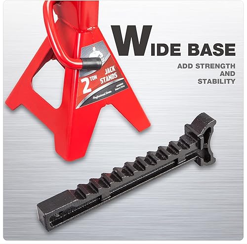 Miniatura 26 de Paquete de 2 caballetes para autos, de perfil bajo, de 2 toneladas (4000 libras), caballete elevador para autos, compatible para autos y vehículos