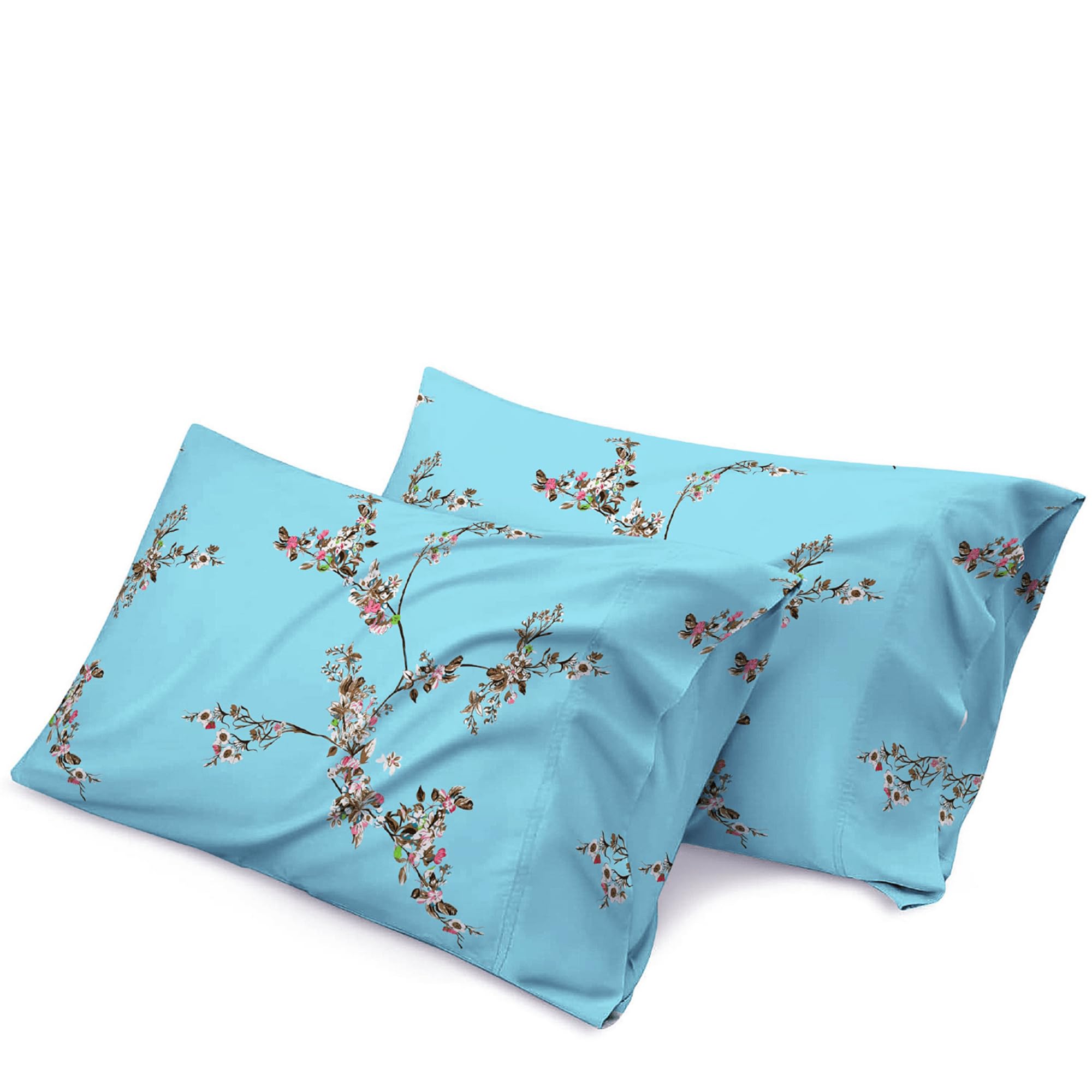 100% Egyptian Cotton Pillowcases Pack of 2 | 400 Thread Count Floral Pillow Covers | Cooling Breathable Soft Luxury Pillow Cases | Hotel Quality Bed Linen | Envelope Closure Machine Washable
