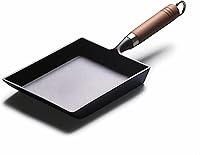 Vista 1 de Japanese Cast Iron Tamagoyaki Pan - Pre-Seasoned, Liquid Nitrogen Treated, Non-Rust, Ready to Use, Detachable Wood Handle, Oven Safe, for Omelets