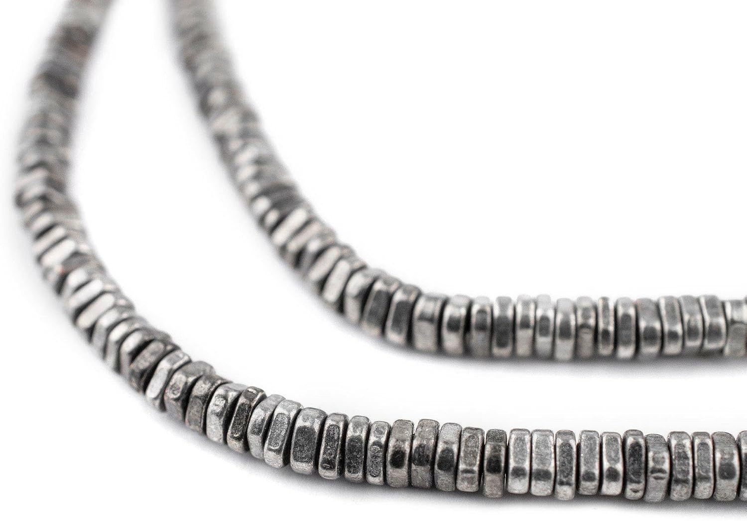 The Bead Chest Faceted Antique Silver Triangle Heishi Beads (4mm)