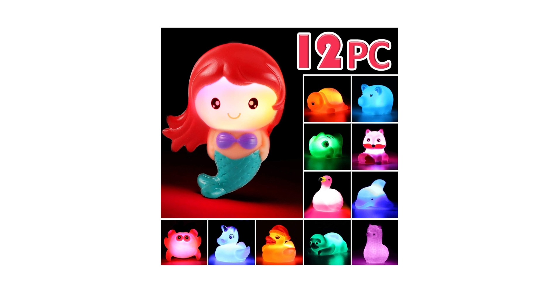 Light Up Bath Toys,12PCS Led Bath Lights For Kids, Sensory Bath Toys