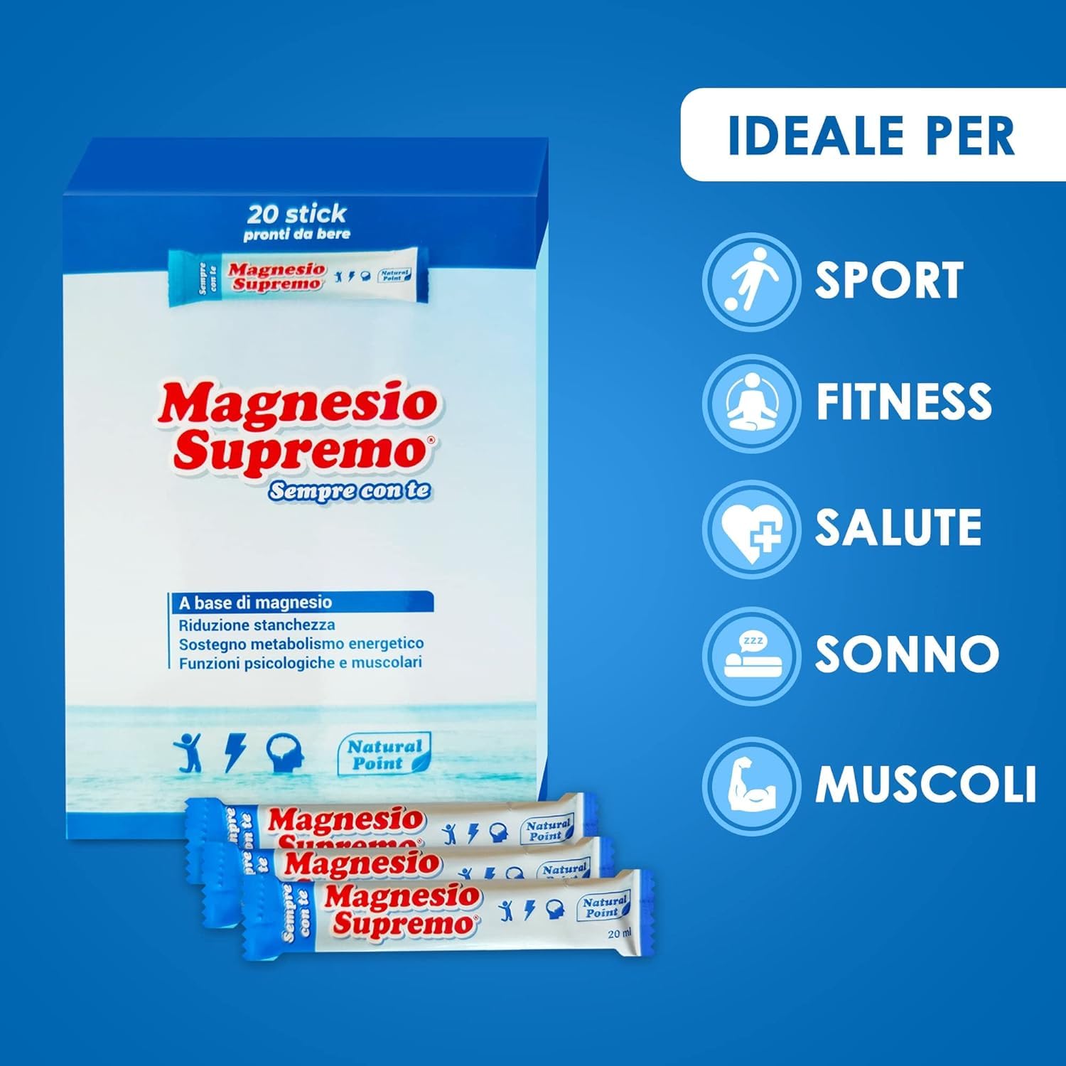 Magnesio Supremo Stick- Con Te 20 gellini (2 confezioni) - Vegano, Senza Zuccheri, Senza Glutine Senza Lattosio.