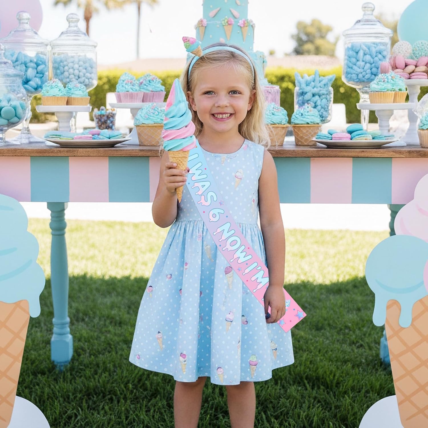 Donut 7th Birthday Party Decorations, I was 6 Now I'm 7 Party Sash Sweet Sassy and 7 Birthday Party Decoration Sash Donut 7th Bday Theme Favors for Pastel Ice Cream 7 Years Old Bday