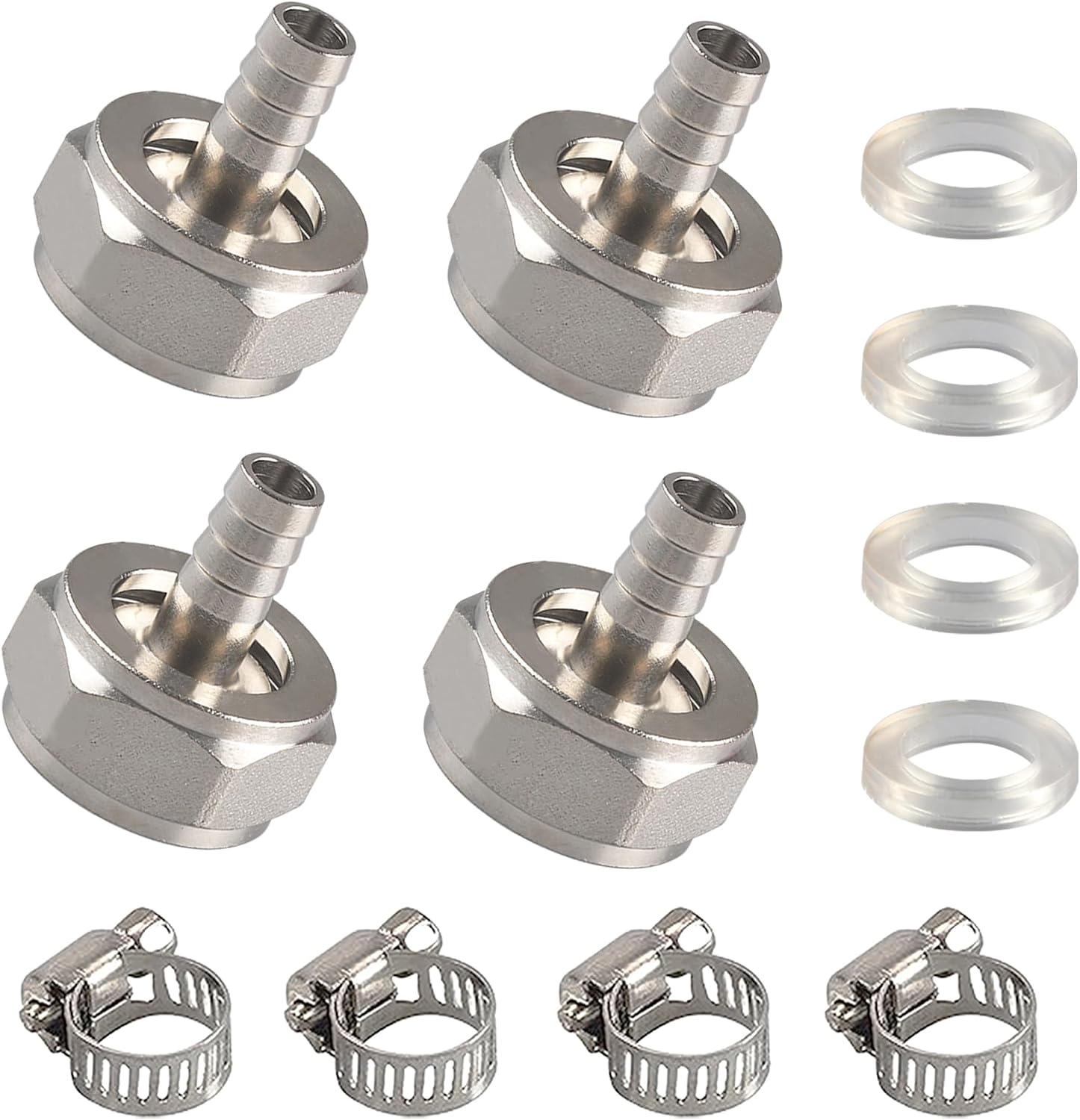 G5/8" Hex Nut Tailpiece with Gaskets for Sankey Keg Coupler Connector 4PCS