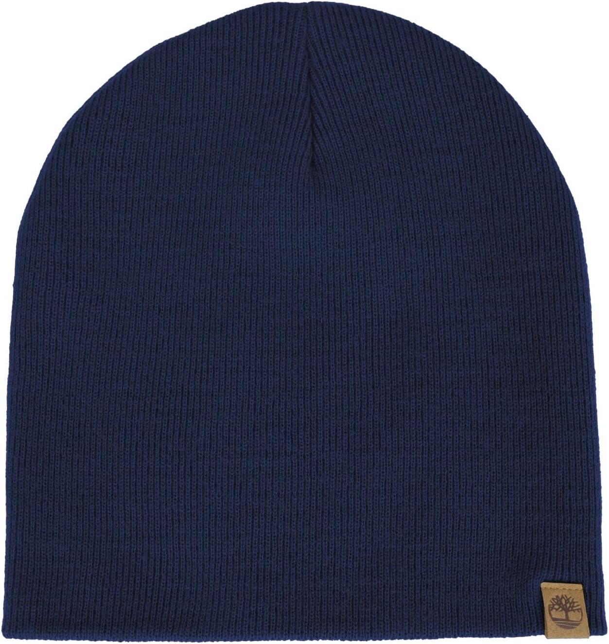 Timberland Men’s Ribbed Pull-On No Cuff Beanie - Soft Rib Knit Winter Hat, Stretch Fit, Warm Classic Look, Suede Logo Clip