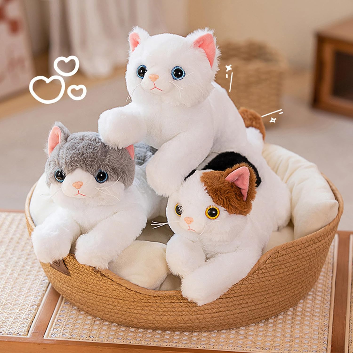 PEACH CAT Cat Plush Cute Kitten Stuffed Animal Soft Plushies Toy Pillow Gifts for Kids Grey 17.7"