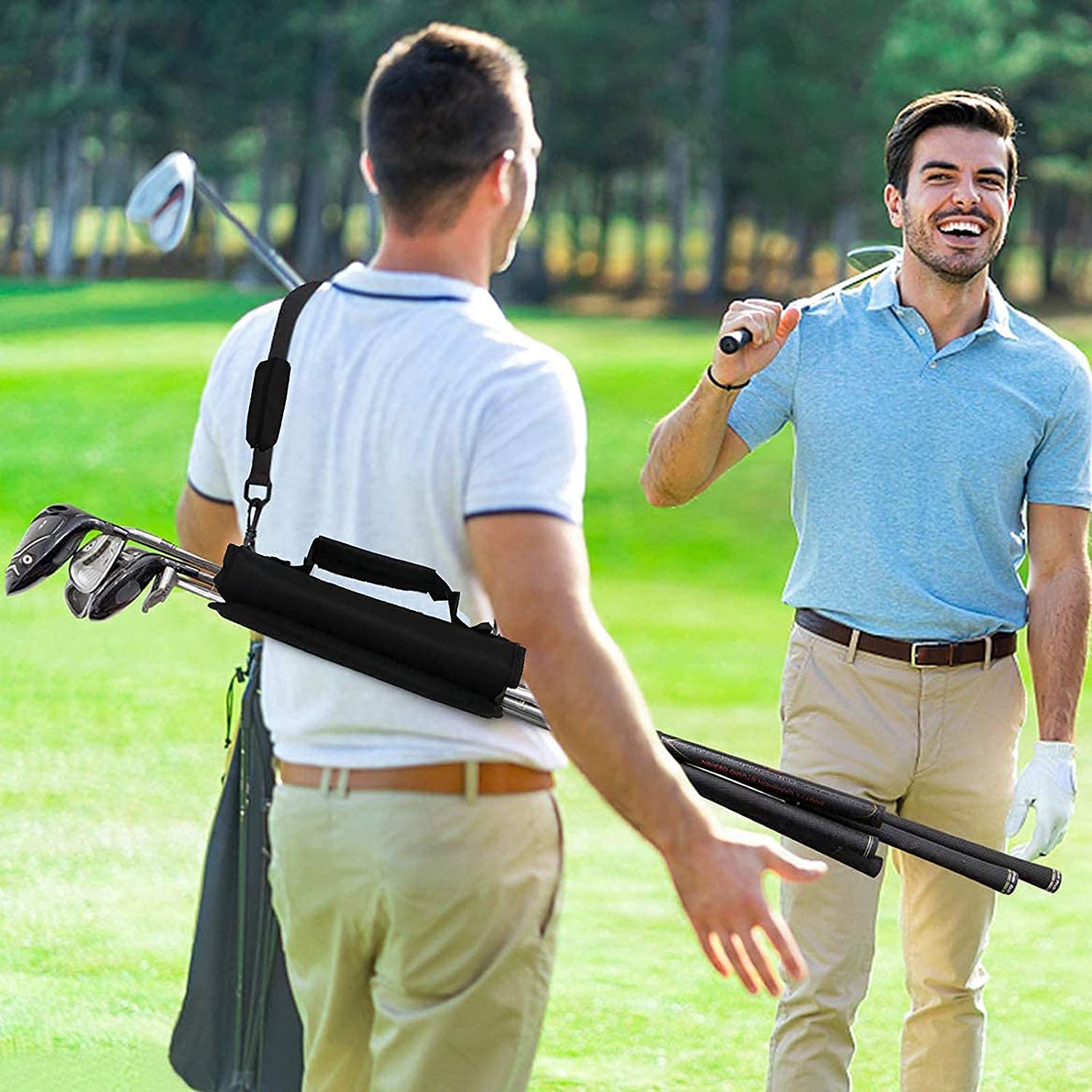 Namvo Mini sac de transport pour club de golf, sac à bandoulière portable pour terrain de golf et voyage, sac à crayons professionnel avec bretelles et manches légères, noir