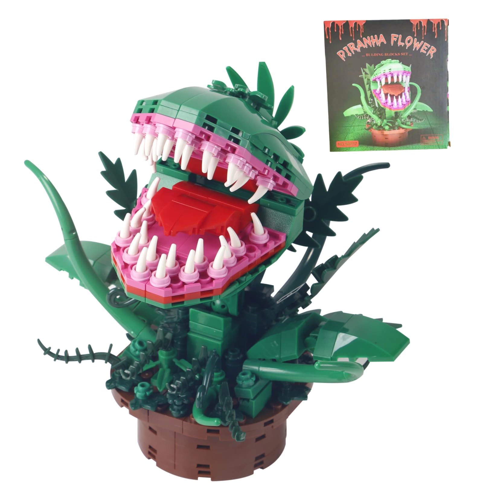 PlayExquizen Carnivorous Plants Flower Building Blocks Set, 303 PCS Monster Piranha Plant Building Kits, Horror Cannibal Botanical Collection Bricks Model Toys, Home Decor, Gifts for Movie Lovers