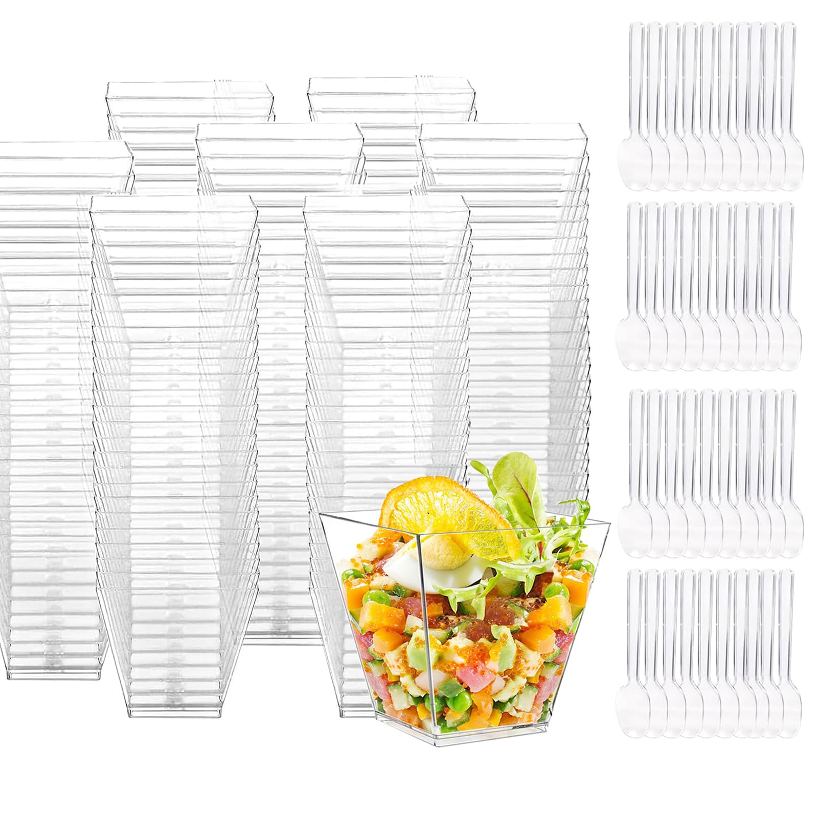 Dessert Cups, 100 x 60 ml/2 oz Cups Mini Dessert Cups Reusable Dessert Verrines for Mousse, Tiramisu, Birthday