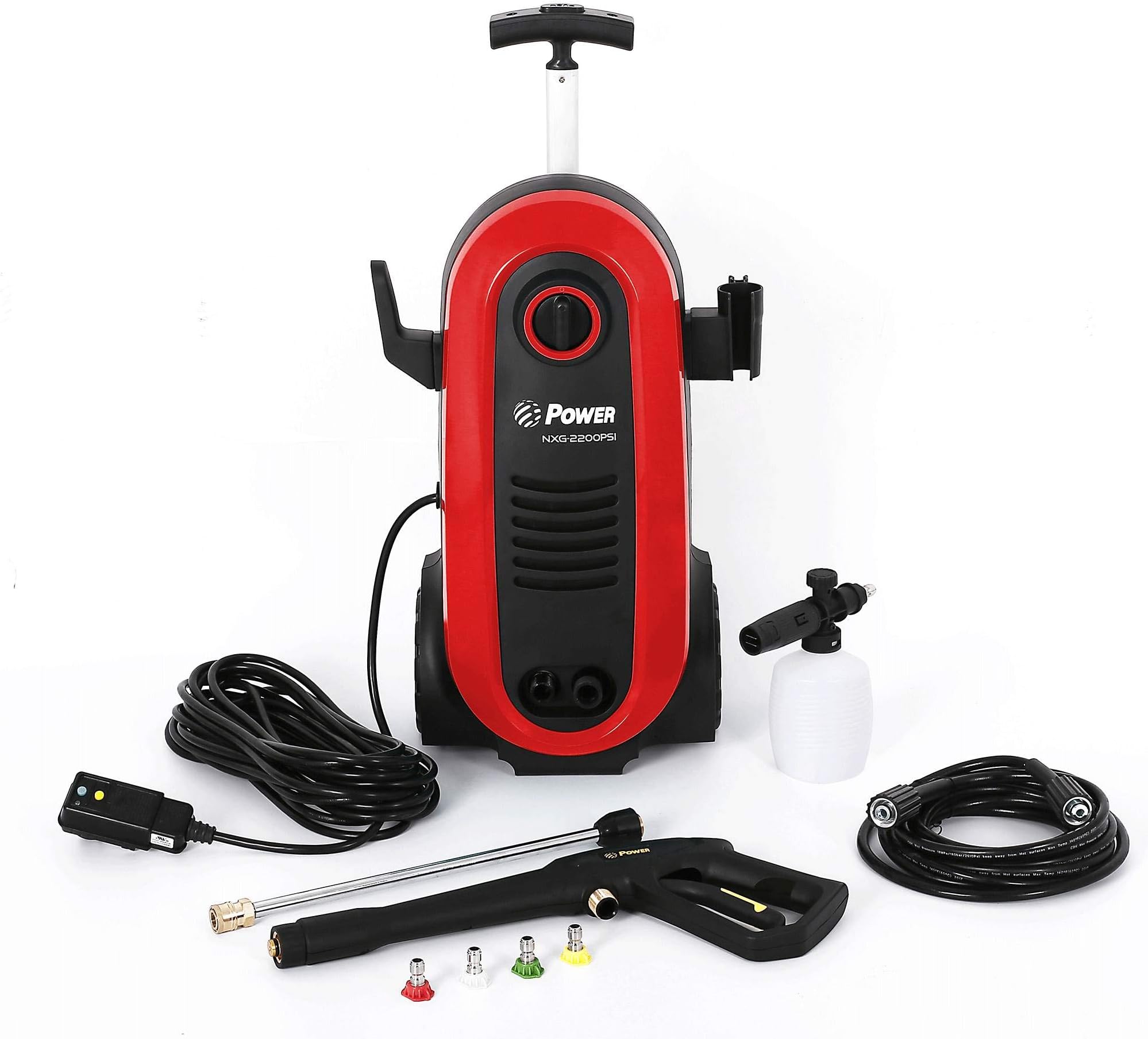 Power Pressure Washer NXG-2200 PSI 1.76 GPM Electric 14.5Amp BRUSHLESS Induction Technology | The Next Generation of Pressure Washer | 4X More Lifespan | Ultra Low Sound (Red)