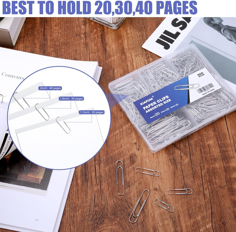 Paper Clips, Assorted-Size Paperclips, Premium Sier Paperclip Lar