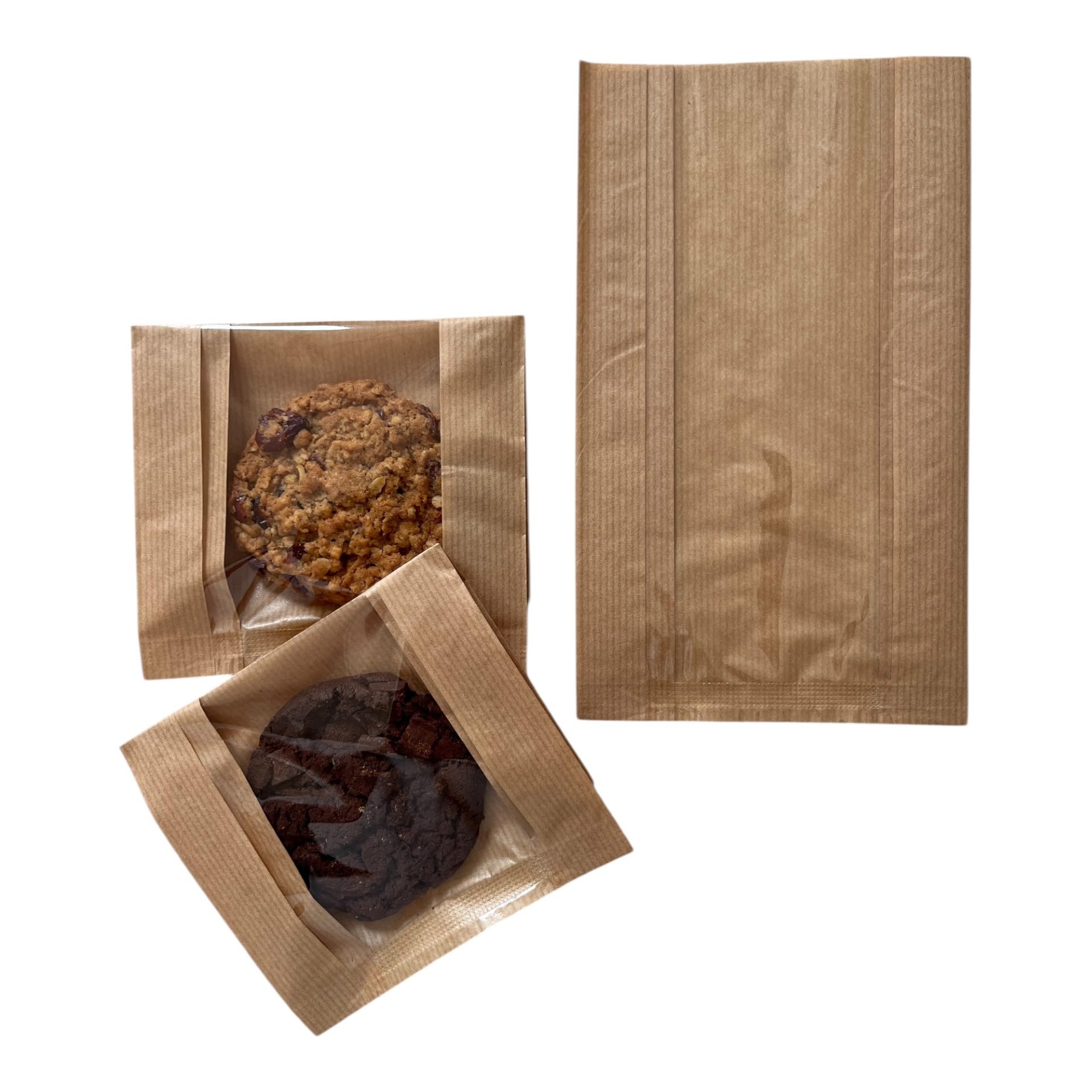 100 Pcs cozymomdeco Korean Made Bakery Bags with Window, Paper Sandwich Bags, Donut To Go, Bakery for Treat, Snack, Cookie Packaging,Pastry Bags (