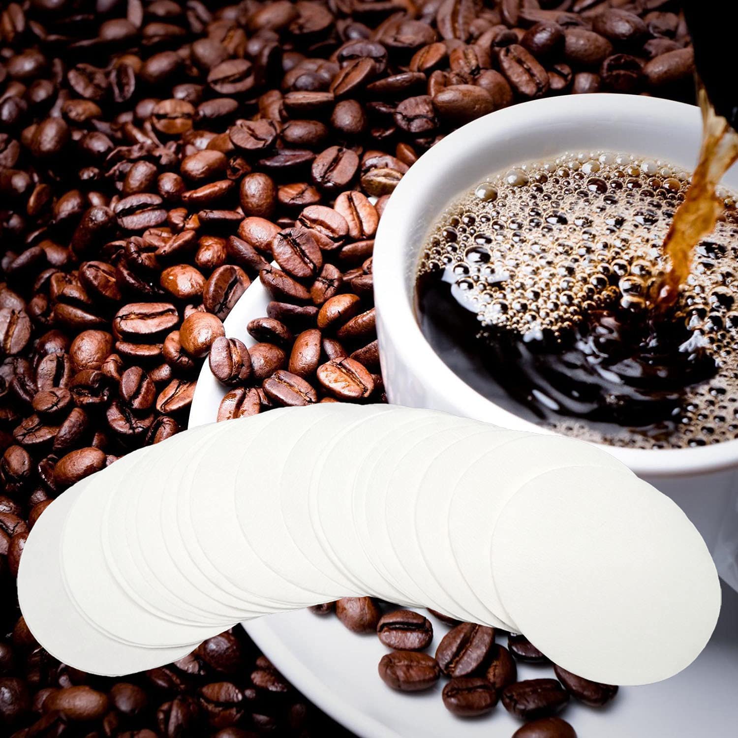 Pak van 600 koffiefilterpapier, koffiefilterpapier rond wit, 64 mm espressopapierfilter compatibel met Aeropress-koffiemachines, koffiepapierfilter voor koffiezetapparaten