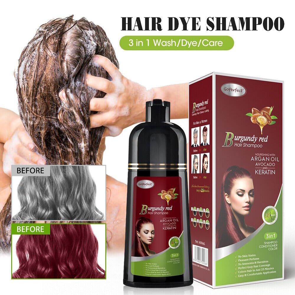 Amazon.com : mezxu Burgundy Red Hair Color Shampoo 3 in 1 | 400ml
