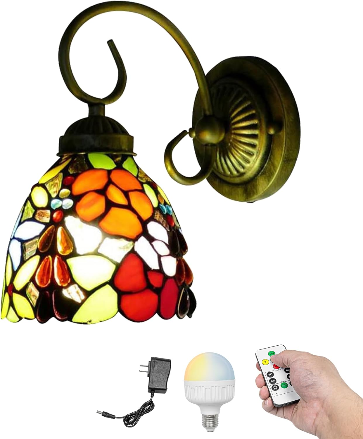 Kiven Battery Operated Wall Sconces 1Light, Vintage Wall Lights with