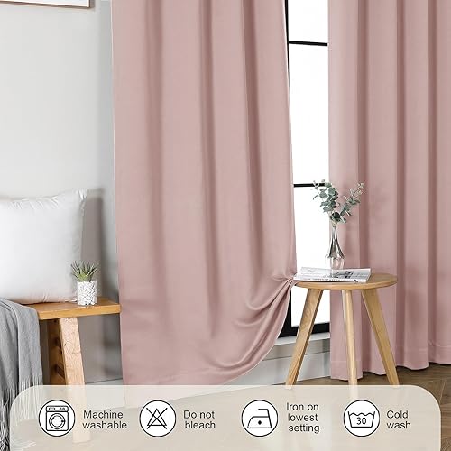 Miniatura 4 de Gwine Cortinas opacas para sala de estar de 63 pulgadas de largo, con aislamiento térmico, cortinas opacas para decoración de dormitorio con