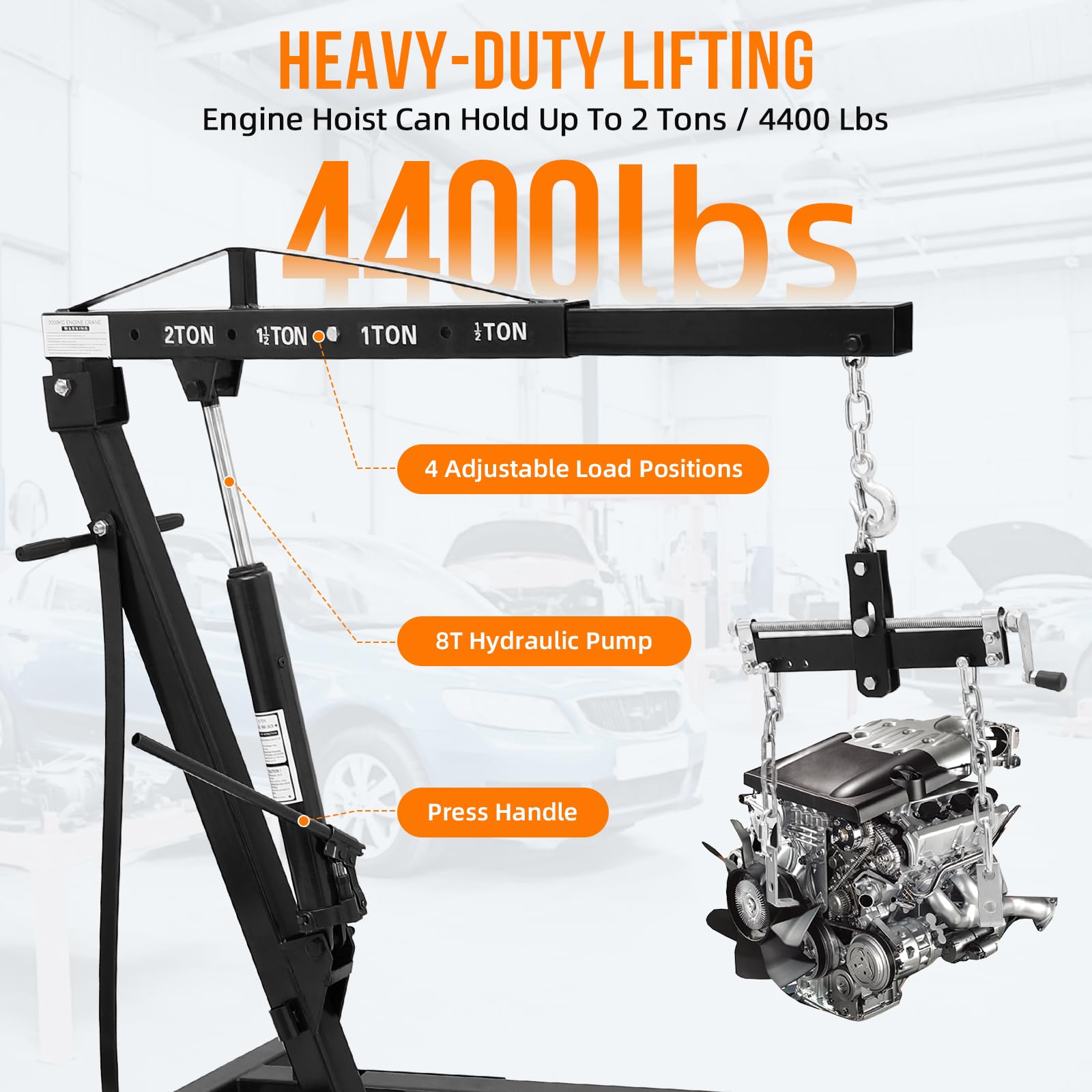 4400 Lb Engine Lift Engine Hoists & Stands Best 2 Ton Engine Hoist 2 ...