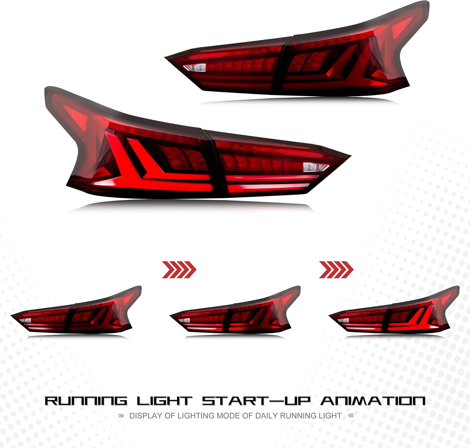 inginuity time LED Red Tail Lights for Nissan Altima 2019 2020 2021 2022 2023 Start-up Animation Sequential Indicator Rear Lamps Assembly Accessary