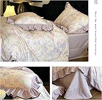 Vista 129 de 3 piezas de juego de funda de edredón tamaño individual XL, funda de edredón blanca con estampado floral azul, ropa de cama coquette de algodón