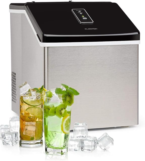Klarstein Clearcube Ice Cube Maker - Produces Clear Ice, Production Capacity: 13kg / 24h, Refrigerant: R600a, Control Panel with Touch Screen, Resistant Stainless Steel Case, Black