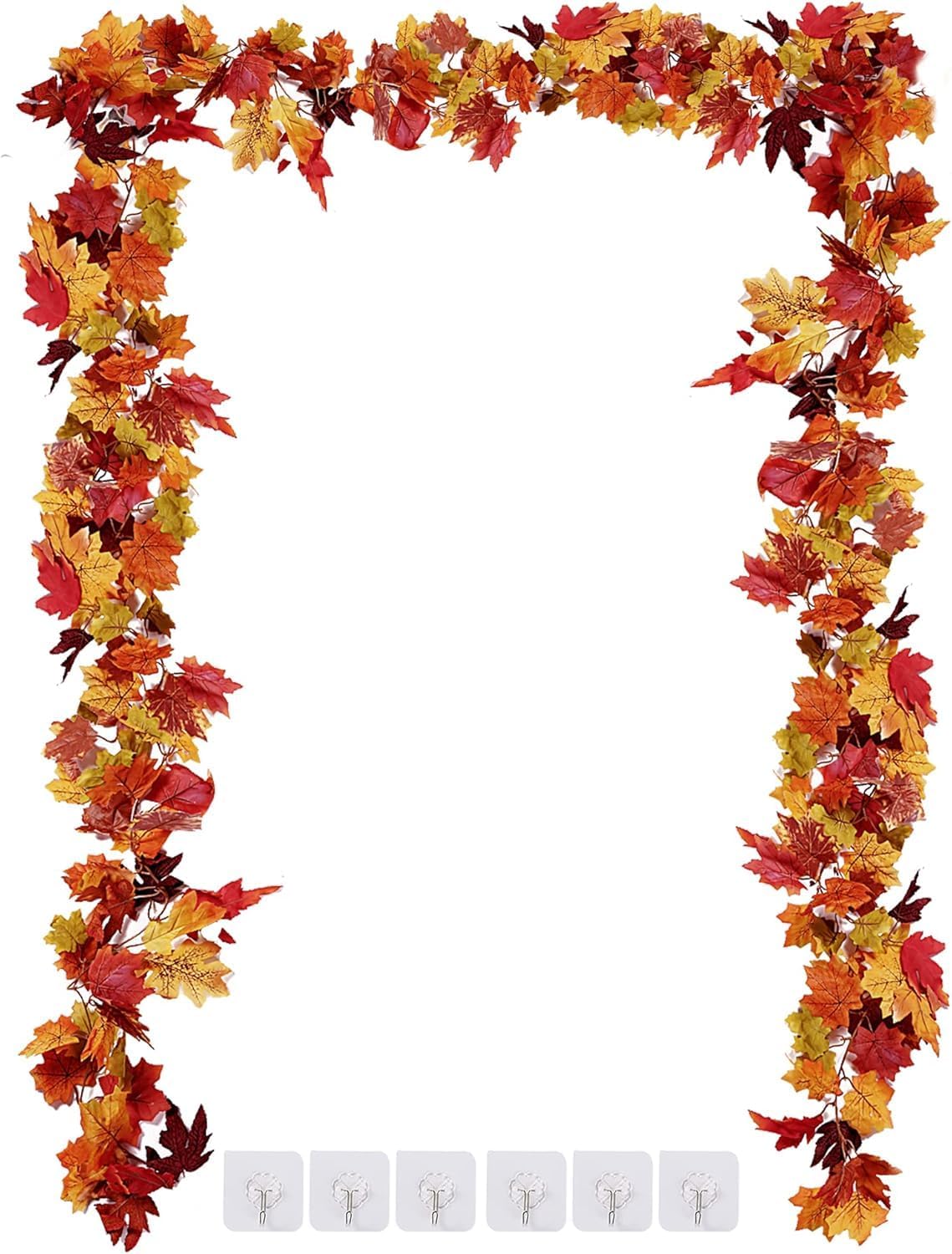 Sggvecsy 3 Pack Fall Maple Leaf Garland 5.7Ft/Piece Artificial Autumn Maple Leaves Garland Fall Leave Vines with Hanging Foliage for Home Indoor Outdoor Fireplace Wedding Thanksgiving Party Decor