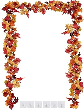 Sggvecsy 3 Pack Fall Maple Leaf Garland 5.7Ft/Piece Artificial Autumn Maple Leaves Garland Fall Leave Vines with Hanging Foliage for Home Indoor Outdoor Fireplace Wedding Thanksgiving Party Decor