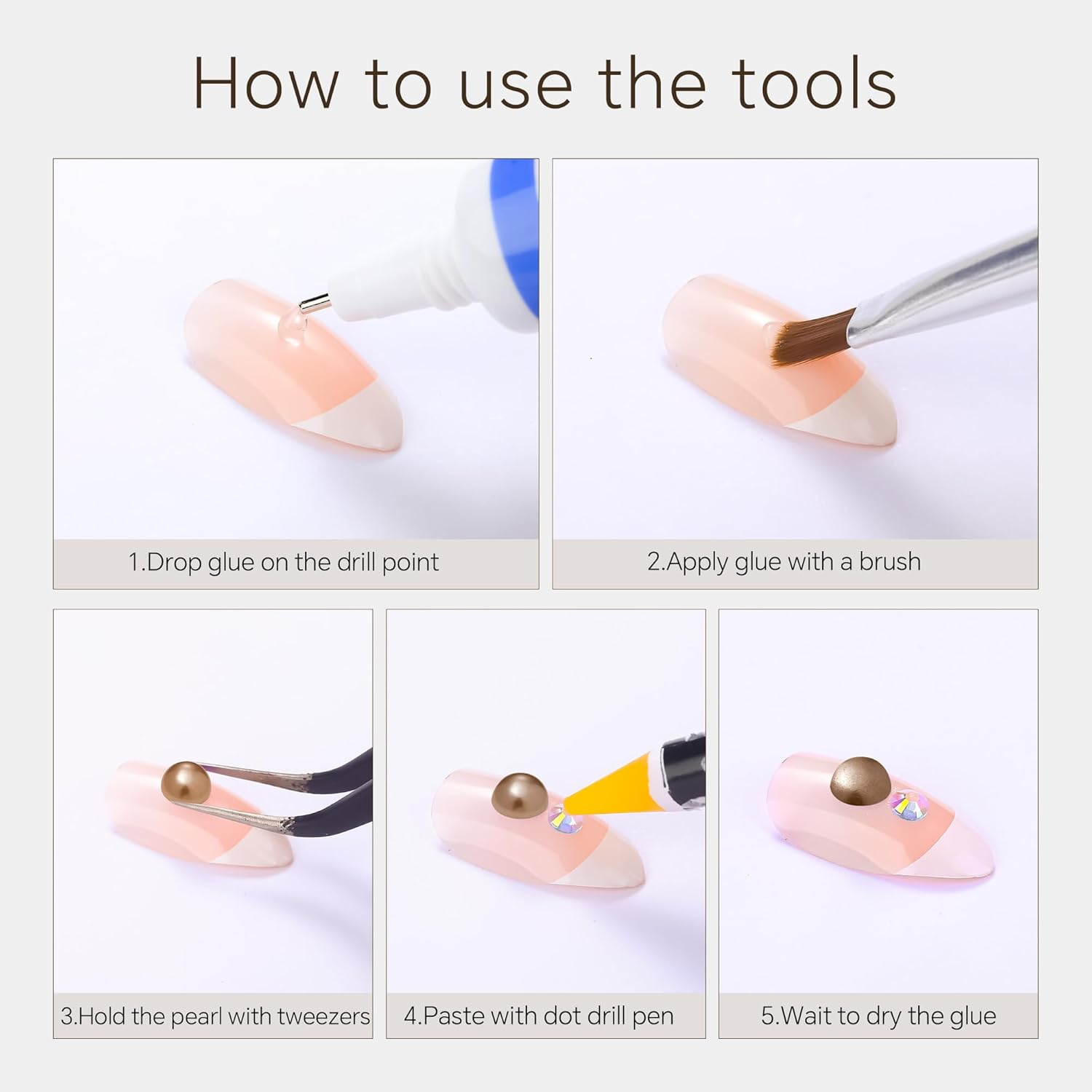 60g Coffee Flatback Rhinestones Half Pearls for Crafting, Mixed Size 3mm-10mm Resin Rhinestones for Bedazzling, Small Pearls for DIY Tumblers Mugs Nail Art Shoes Clothes with Glue - Image 6