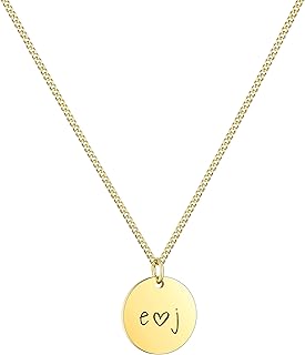 Dainty Personalized Initial Necklace, Customized Couple Necklace Anniversary Necklace for Women Girl, 14K Gold Plated Monogram Necklace Valentine’s Day Gift, Gold Plated, No Gemstone
