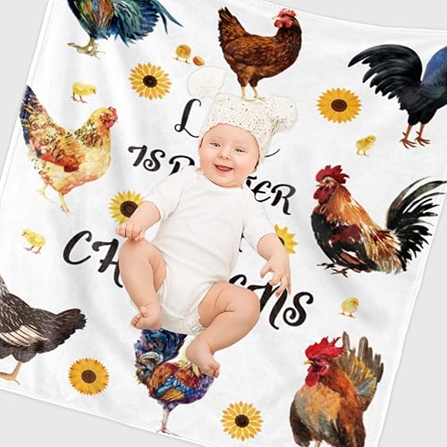 Miniatura 7 de Life is Better with - Manta de girasol de pollo, regalo para niñas, mujeres, hombres y adultos, manta para graduación de cumpleaños, manta de