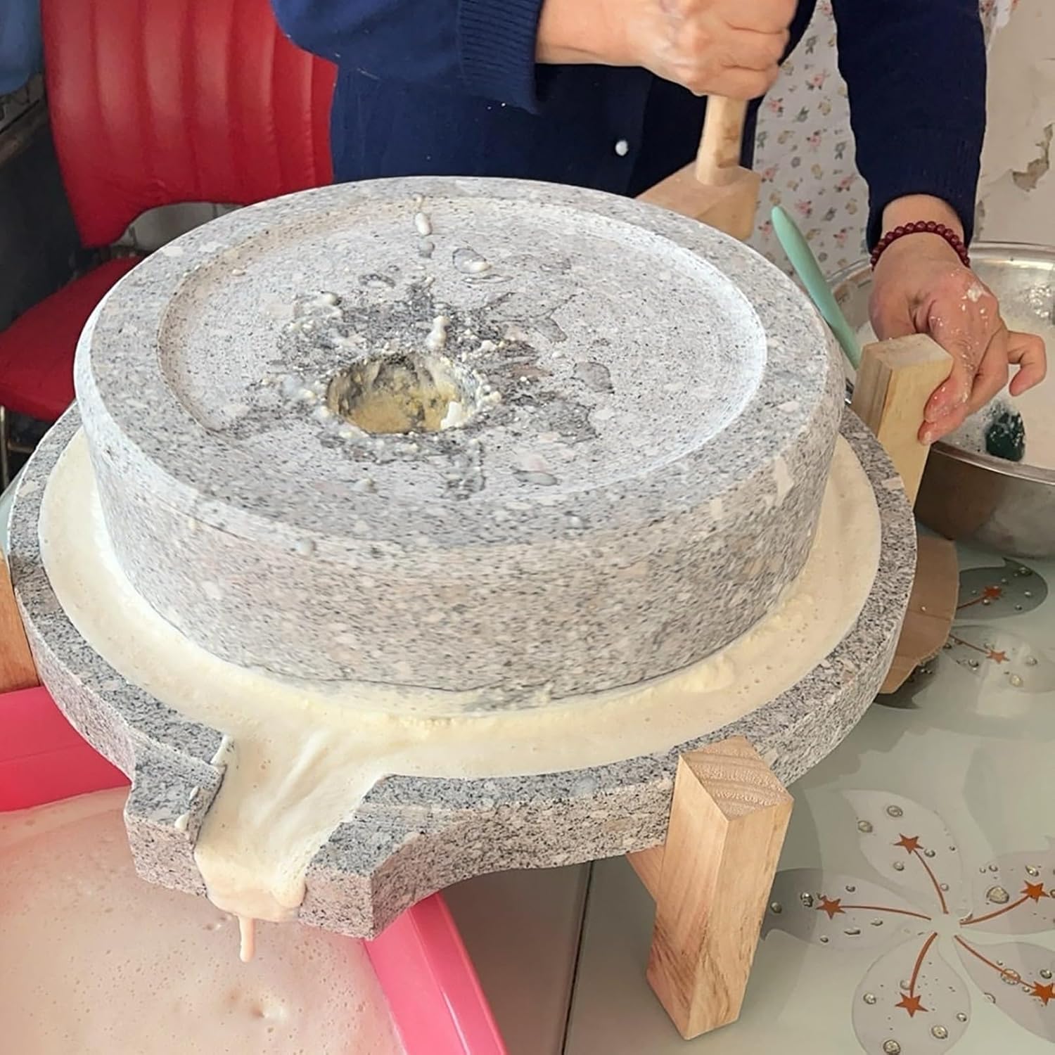 Natural Granite Stone Mill Grinder - Hand Crank for Grain, Bean, Barley & SES - Versatile Heat-Free Grinding for Fresh Flour & Nutritious Meals