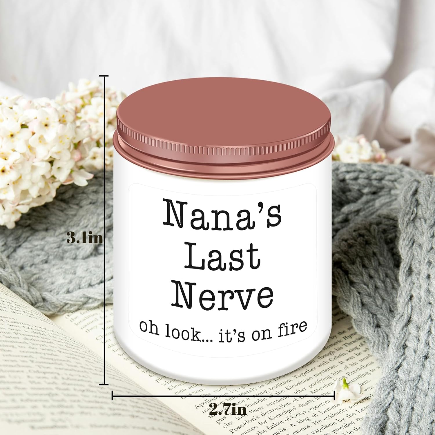 Homsolver Nana Gifts from Grandkids, Birthday Christmas Valentines Mothers Day Gifts for Nana,Nana's Last Nerve Scented Candle image 3