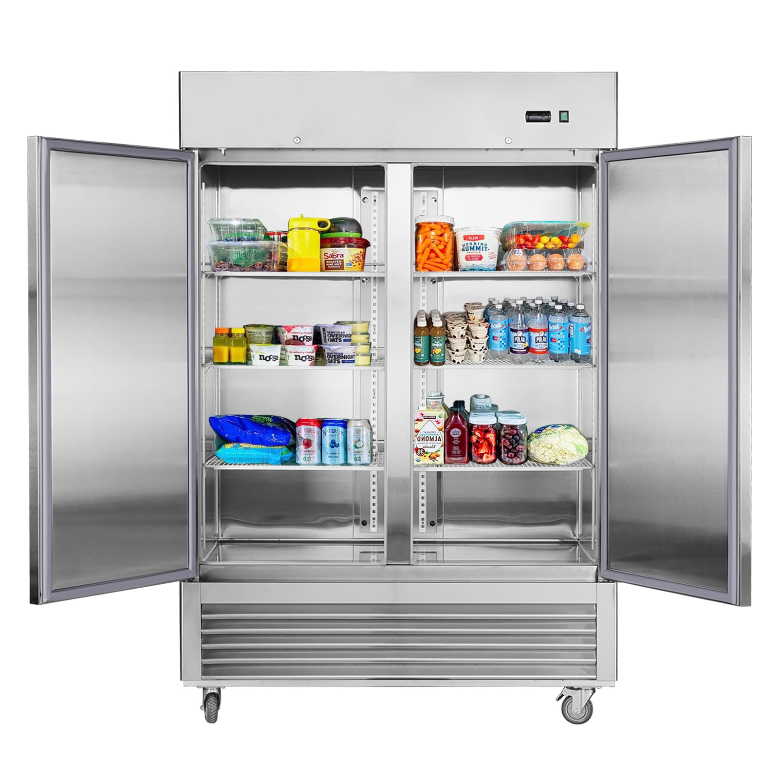 SinolinK 54" W Commercial Refrigerators, 2 Solid Door Stainless Steel Upright Commercial Freezer, Commercial Fridge 42.2 Cu.ft Fan Cooling for Restaurants & Food Service on Fridge.com