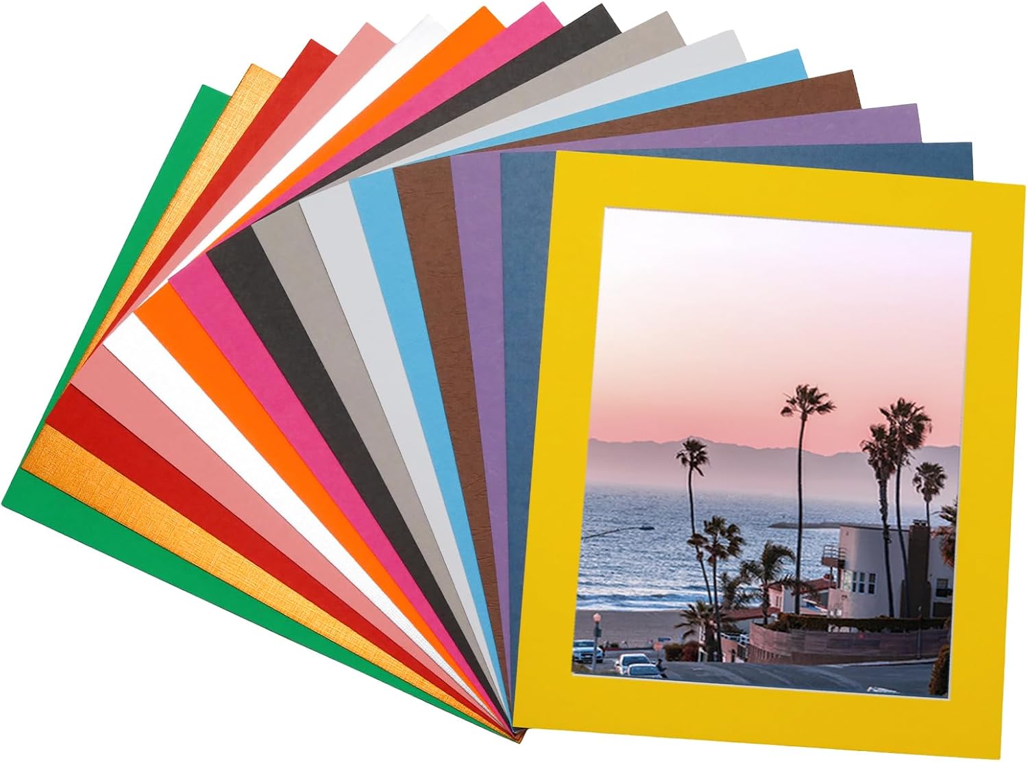 Pine & Linen 15pcs Mixed Colors Picture Mats and Transparent Membrane,Bevel Cut Frame Picture Mat,Mat Board Show Kit for Photos/Artworks(9.5x11.5inch)