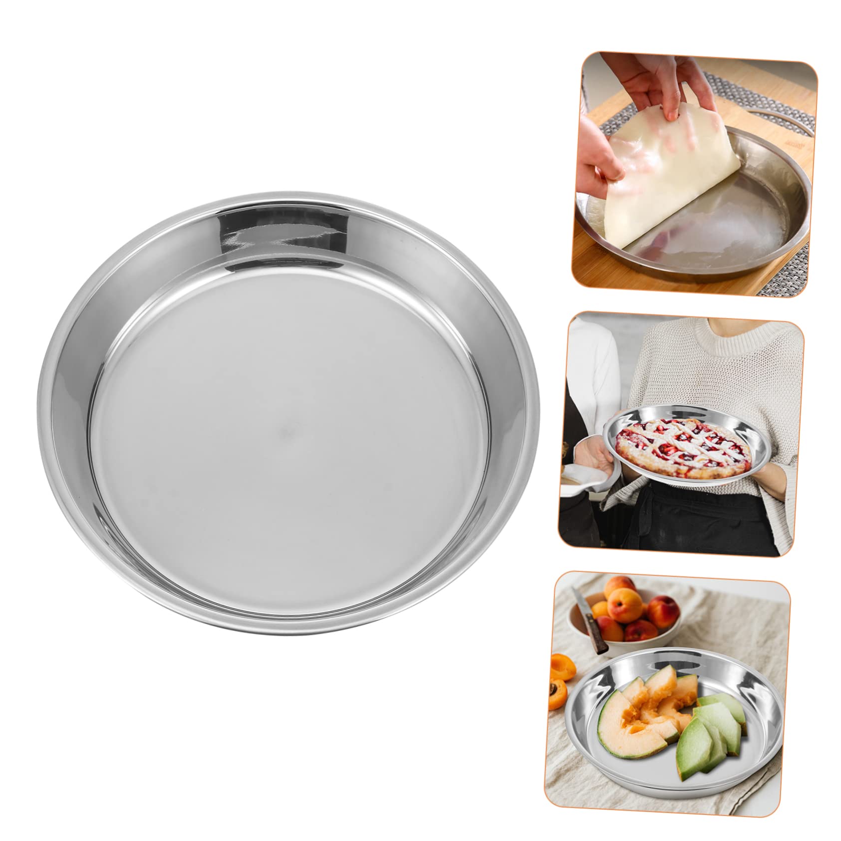 4 Stück Runder Dessertteller aus Edelstahl für Gebäck und Desserts