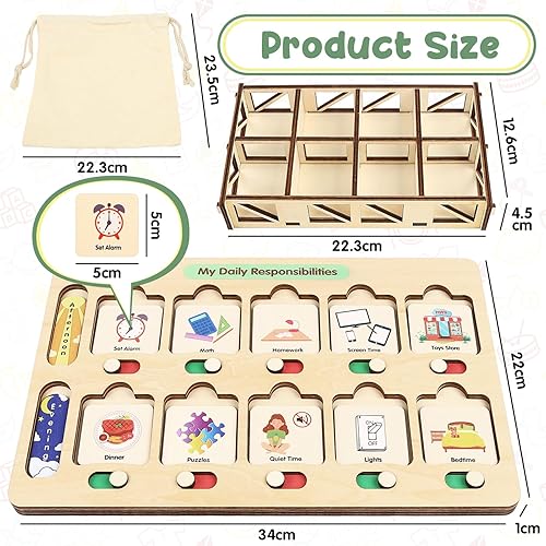 Miniatura 7 de Joyreal Horario visual para niños de 3, 4, 5, 6 años, tabla de tareas, materiales de aprendizaje para autismo para el aula escolar en casa, tabla de