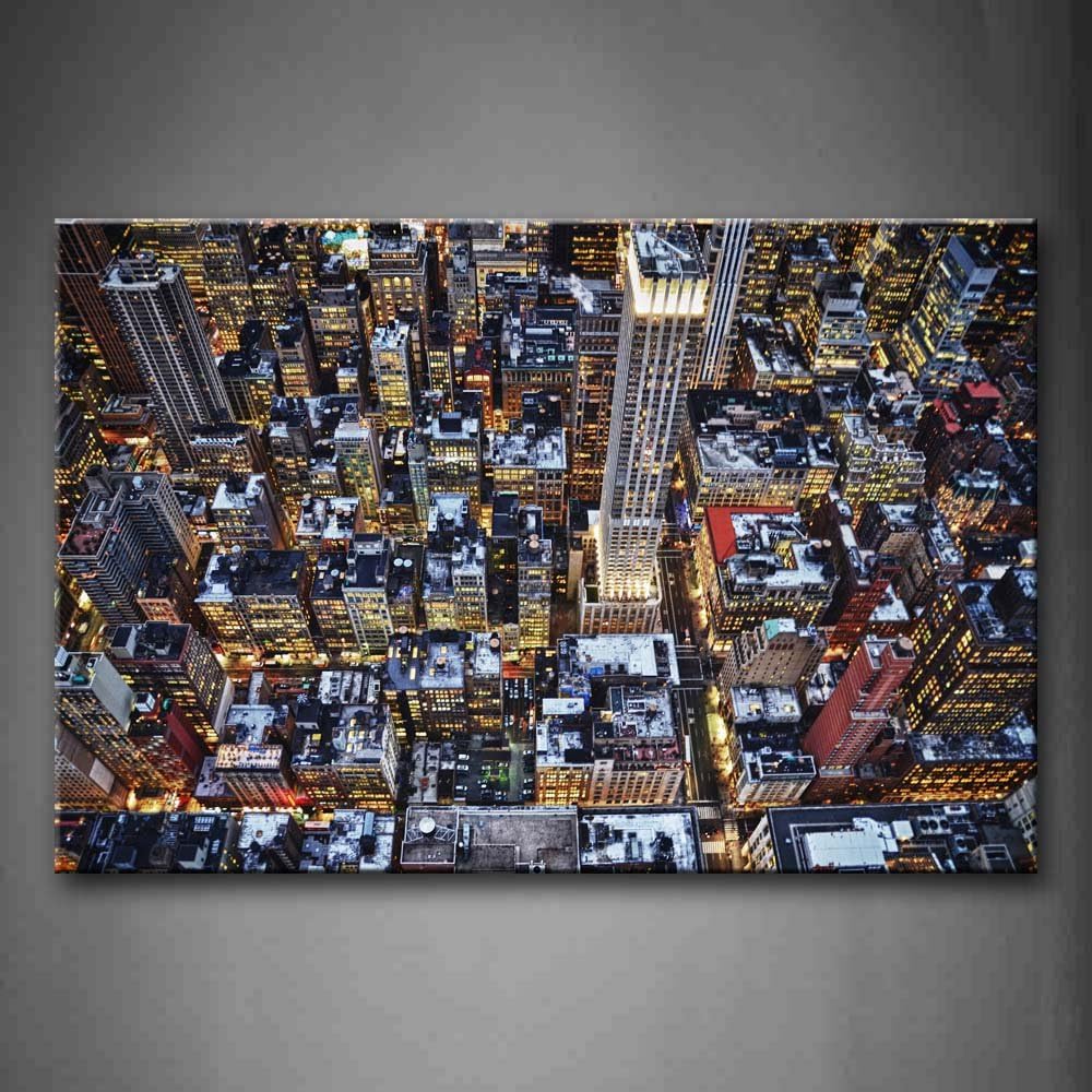 First Wall Art Tall Buildings in City at Night Like